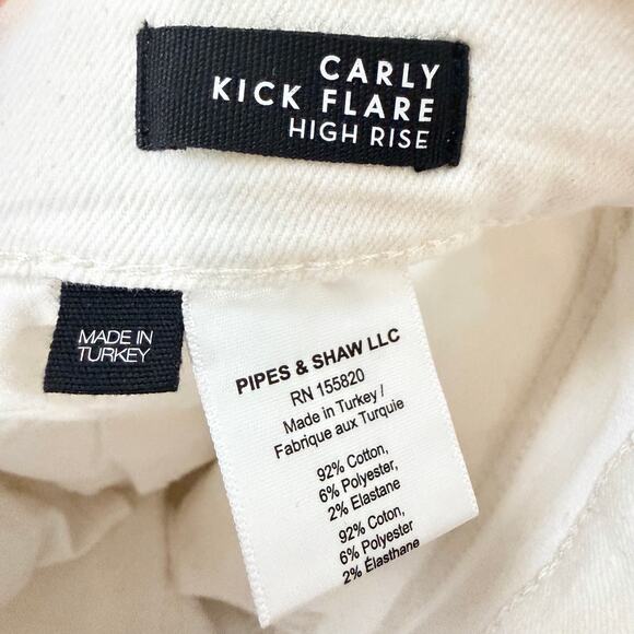 Veronica Beard White Carly Kick Flare High Rise Jeans Raw Hem Stretch Size 27 - Picture 6 of 13